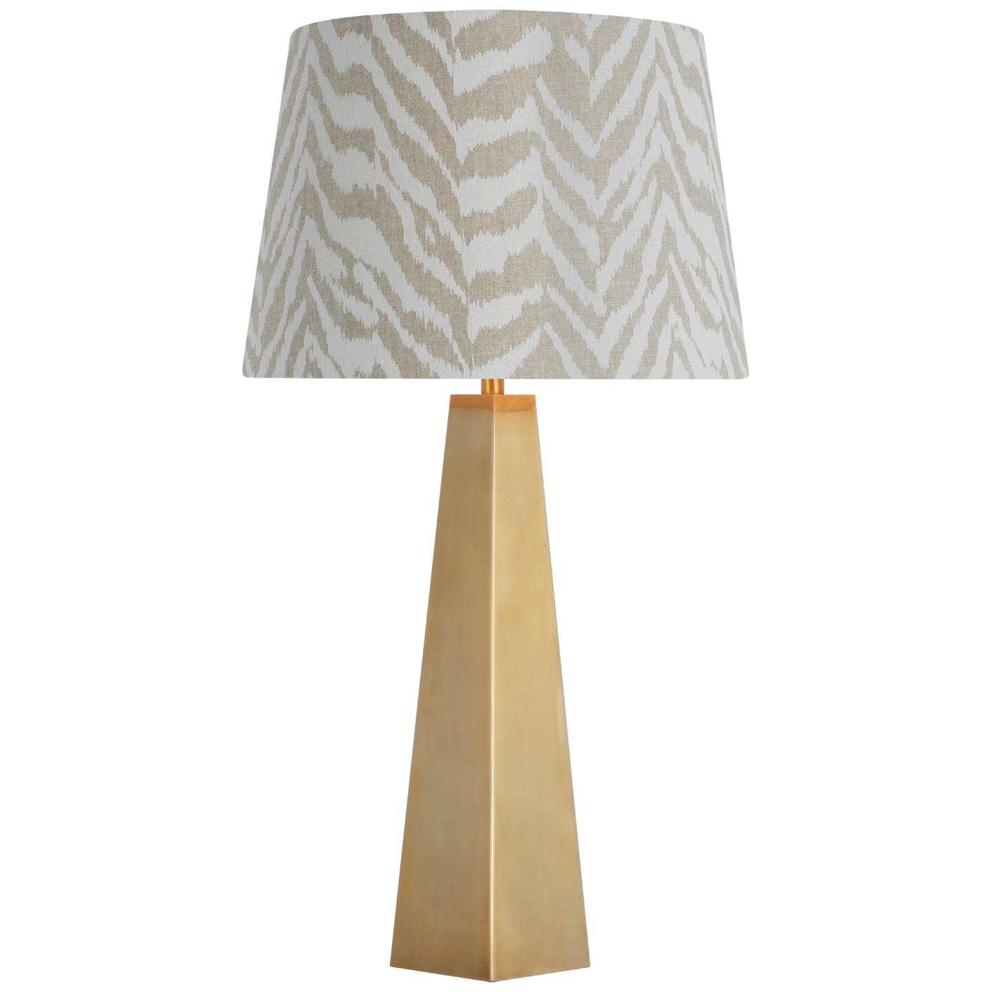 Zoran Medium Table Lamp | Hand-Rubbed Antique Brass | Schumacher 16" Natural Quincy Empire Shade