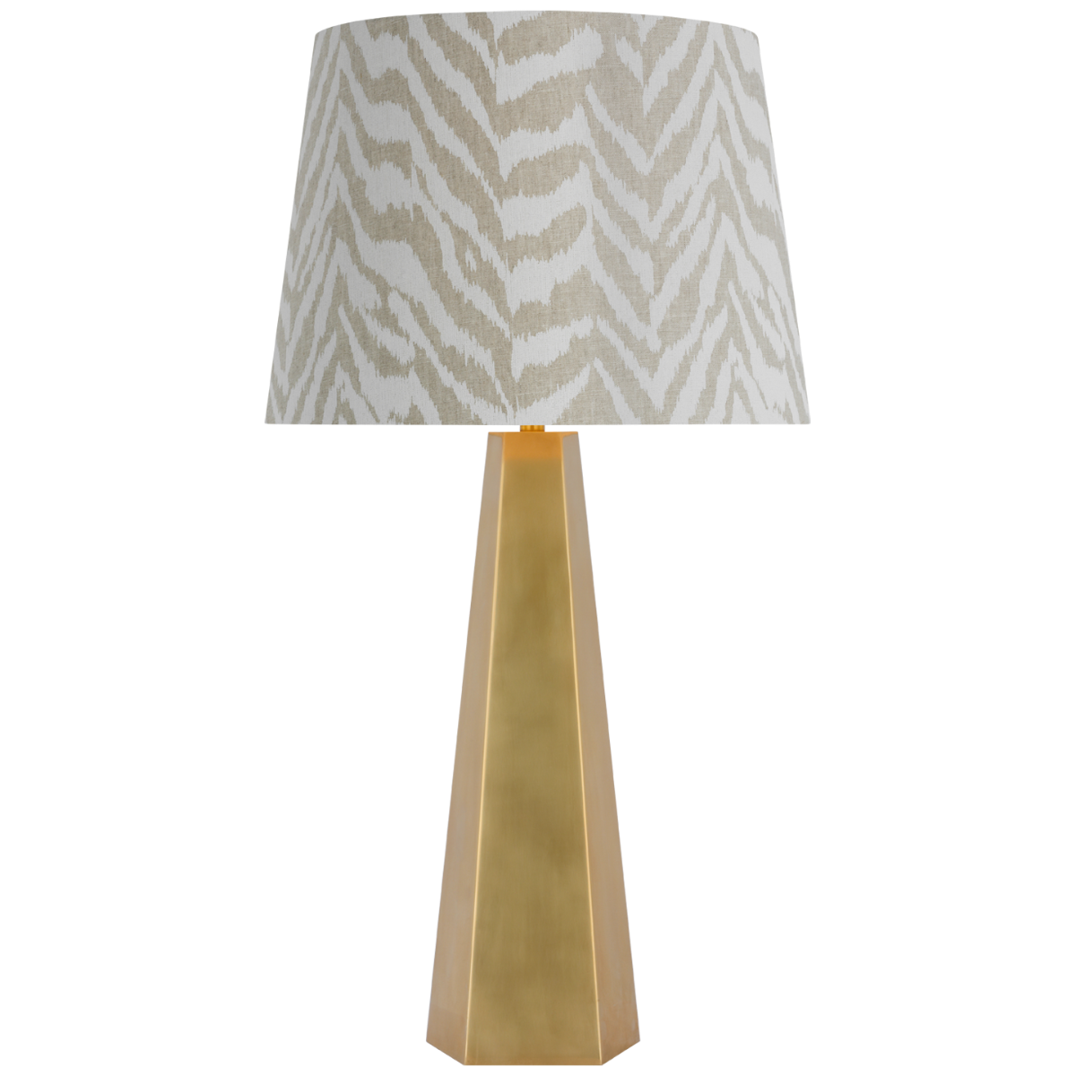 Zoran Medium Table Lamp | Hand-Rubbed Antique Brass | Schumacher 16" Natural Quincy Empire Shade