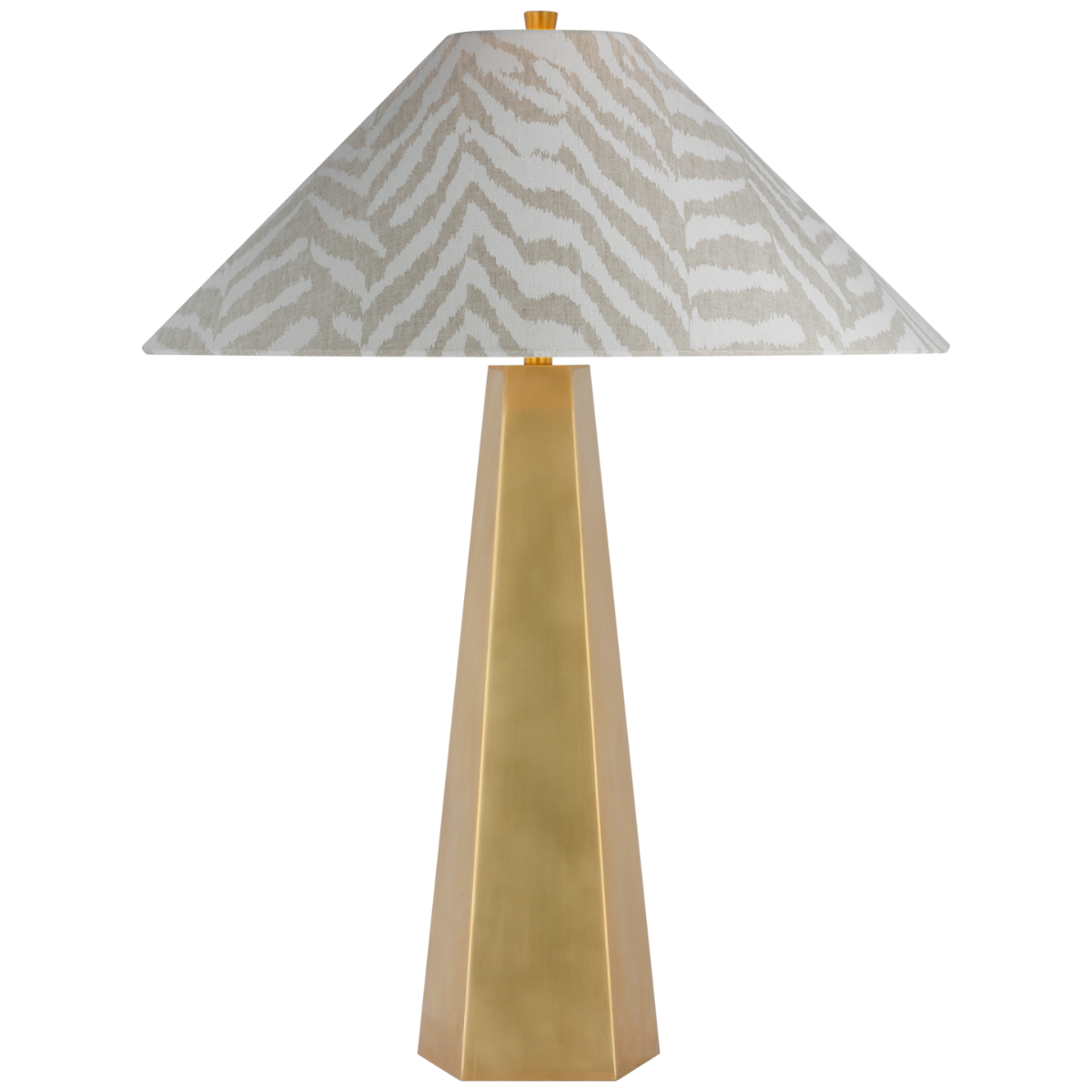 Zoran Medium Table Lamp | Hand-Rubbed Antique Brass | Schumacher Natural Quincy Flare Shade