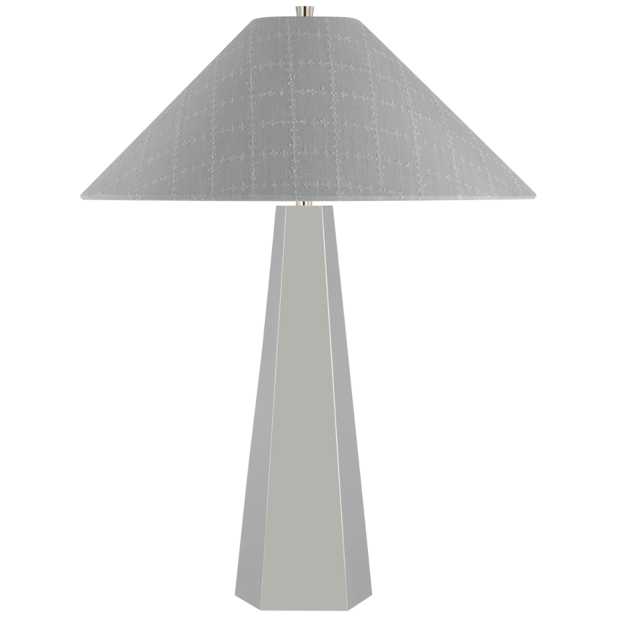 Zoran Medium Table Lamp | Polished Nickel | Schumacher 21" Sky Elin Check Flare Shade