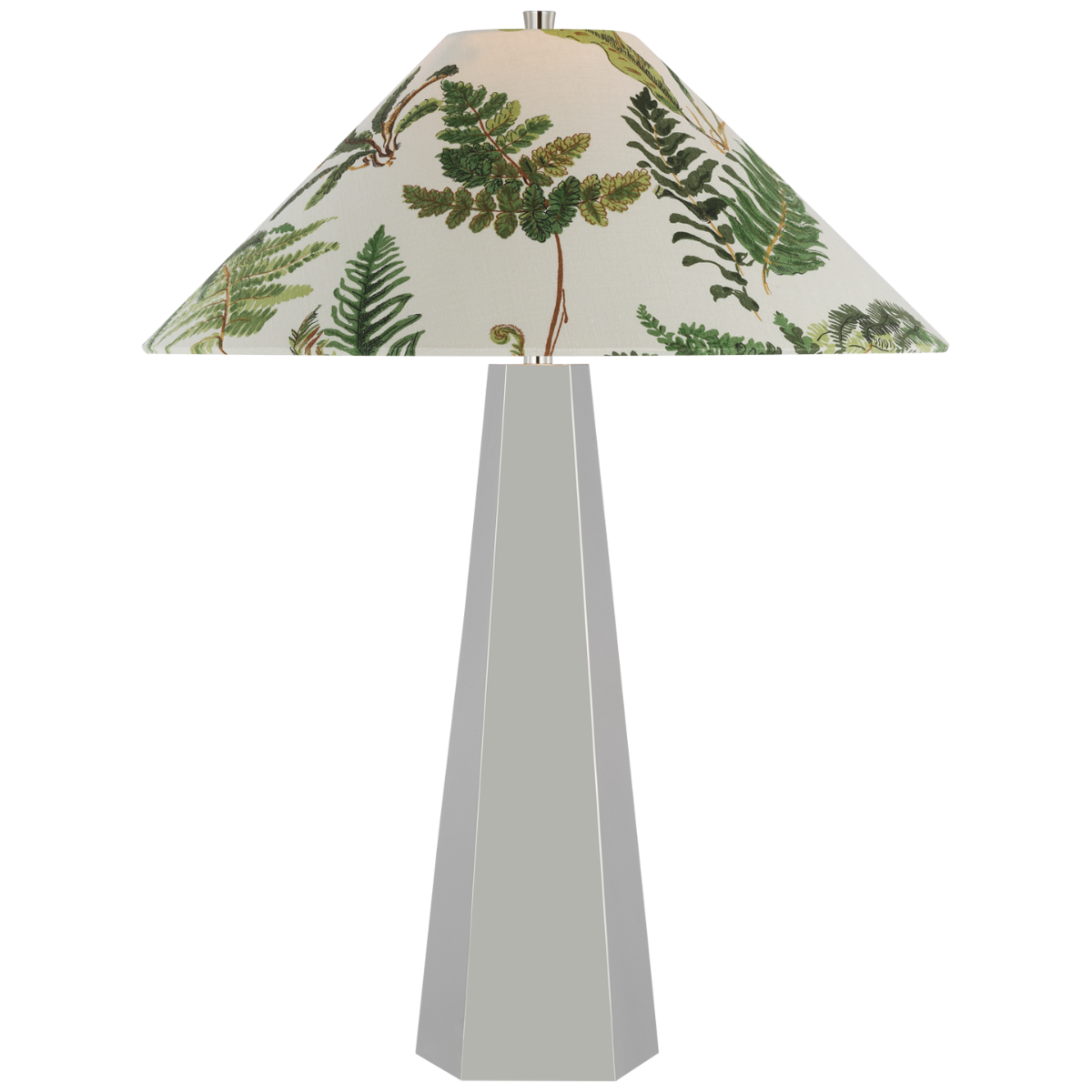 Zoran Medium Table Lamp | Polished Nickel | Schumacher 21" Document Les Fougeres Flare Shade
