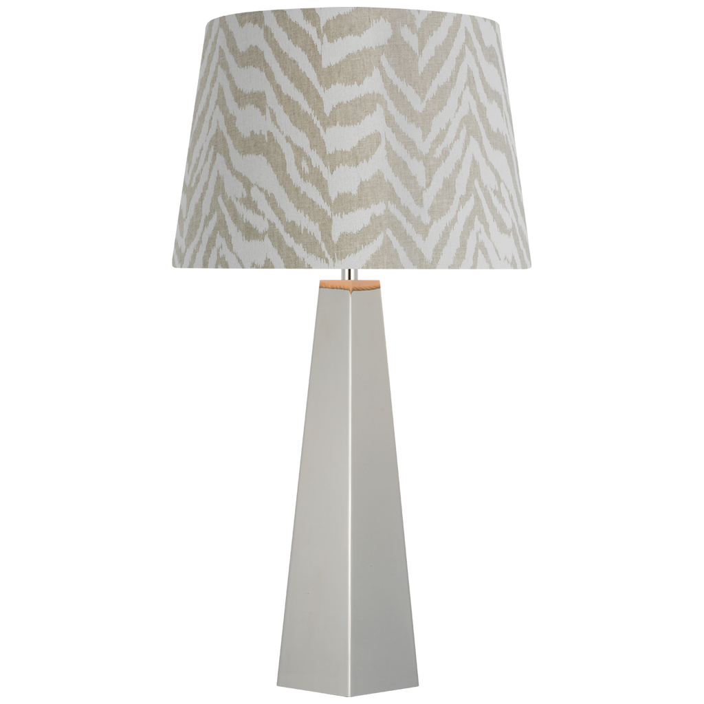 Zoran Medium Table Lamp | Polished Nickel | Schumacher 16" Natural Quincy Empire Shade