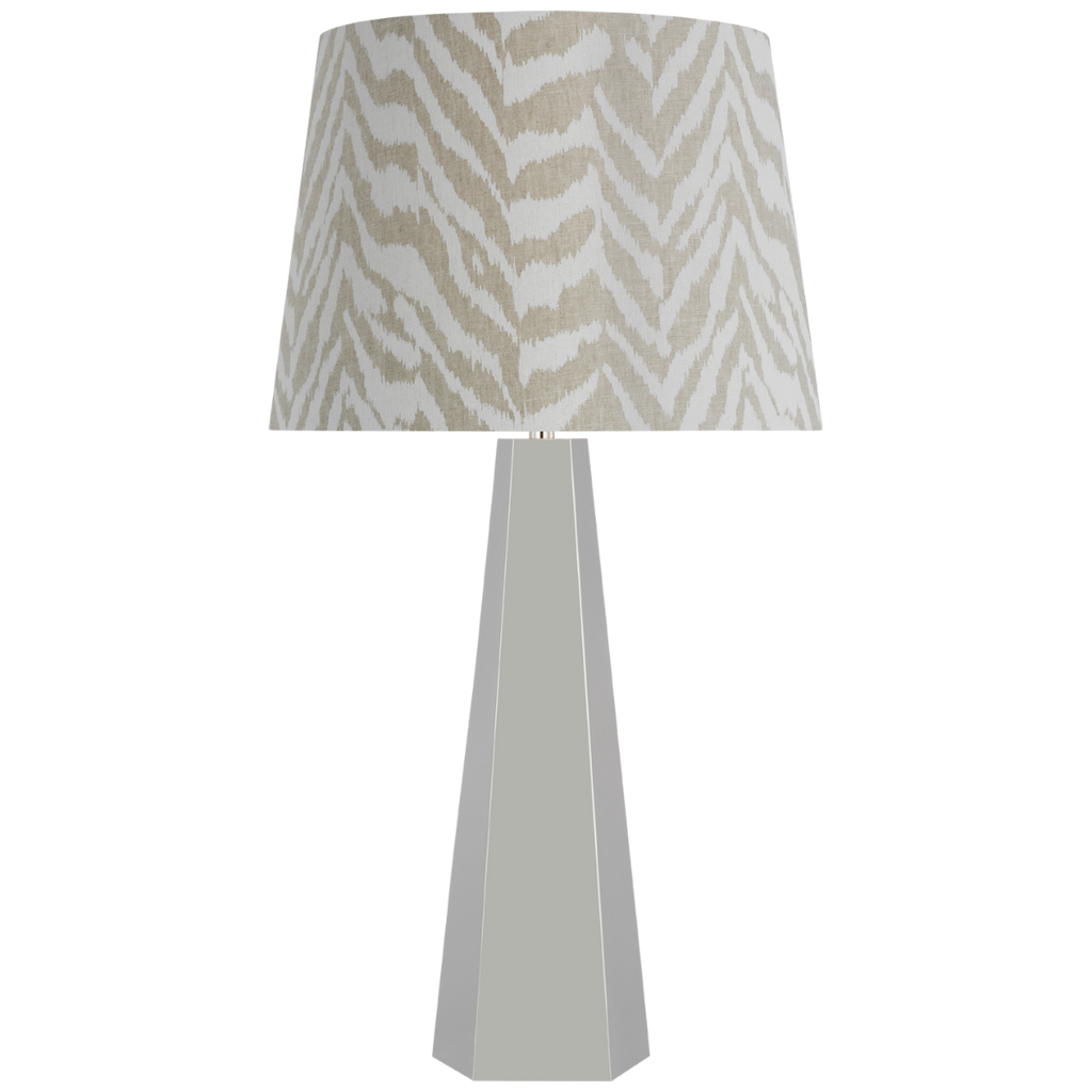 Zoran Medium Table Lamp | Polished Nickel | Schumacher 16" Natural Quincy Empire Shade