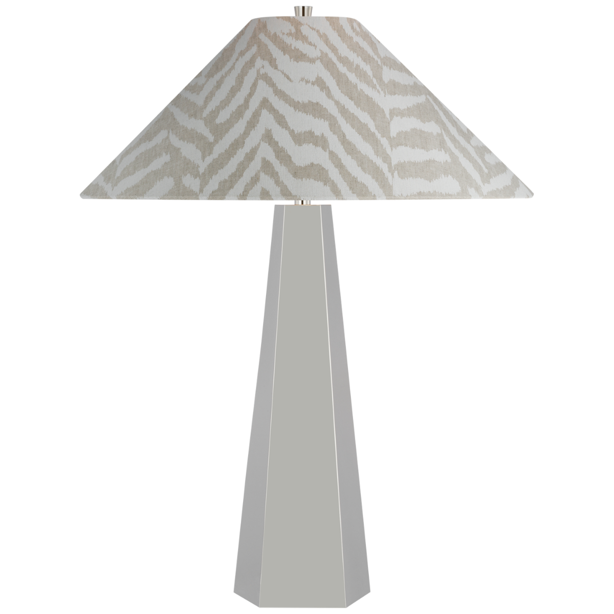 Zoran Medium Table Lamp | Polished Nickel | Schumacher 21" Natural Quincy Flare Shade