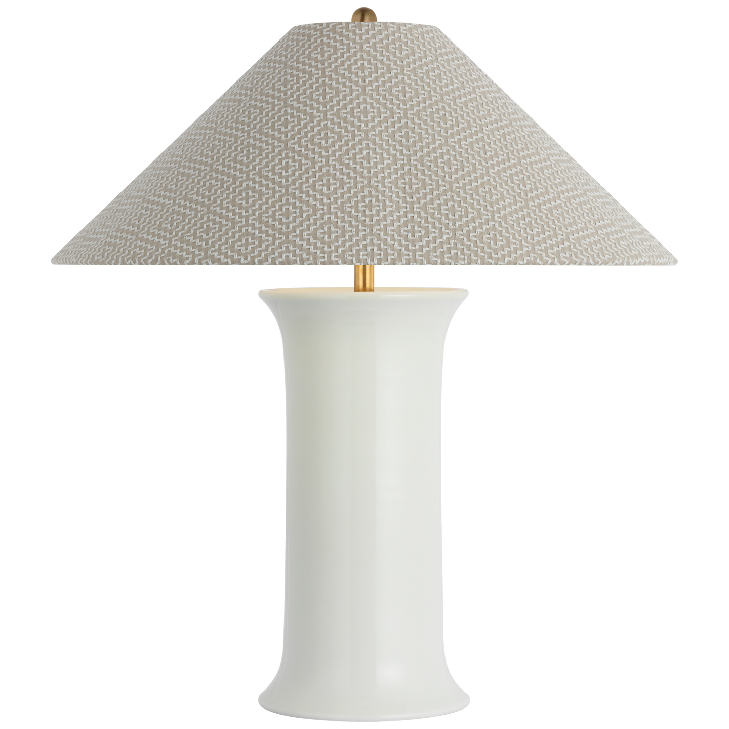 Mallory Medium Table Lamp | White Porcelain | Schumacher 23" Dove Soho Weave Flare Shade