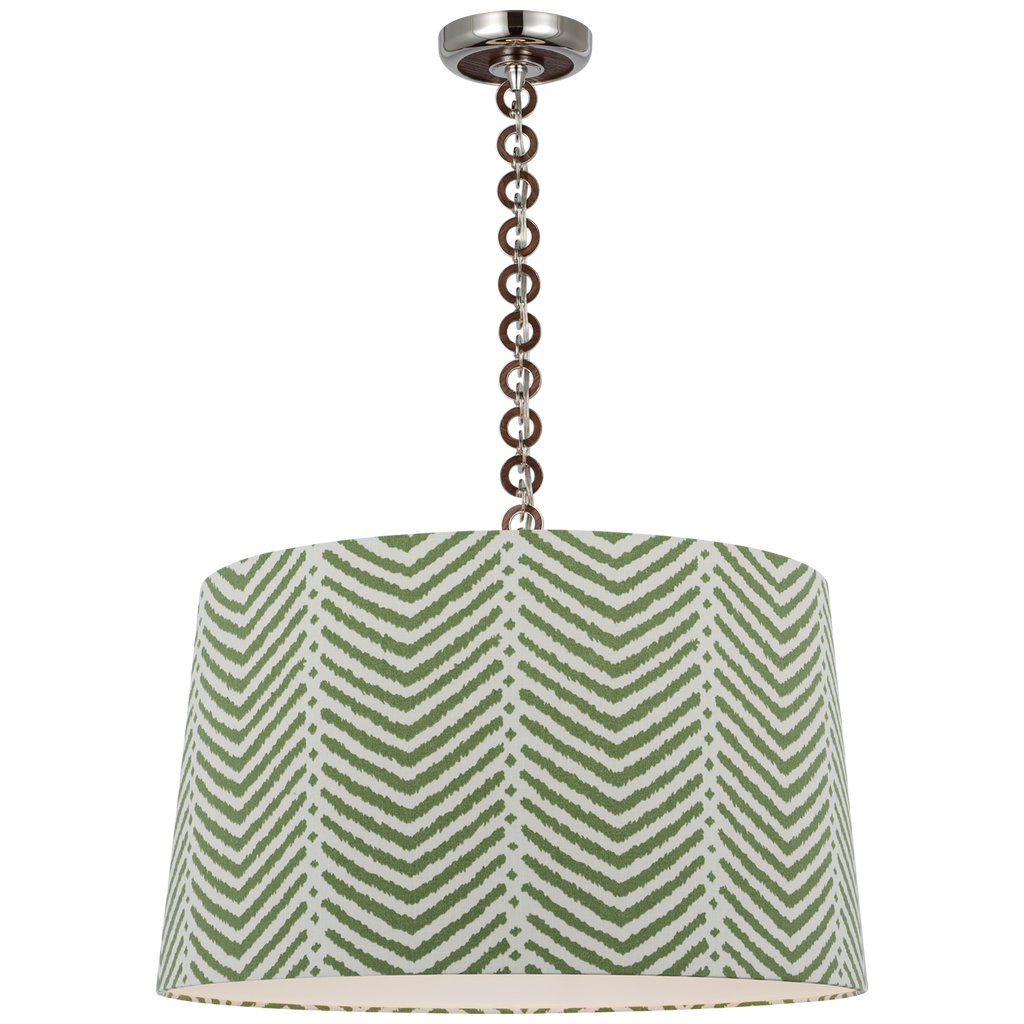 Evelyn 25" Hanging Shade | Polished Nickel and Natural Oak | Schumacher Verde La Jolla Shade