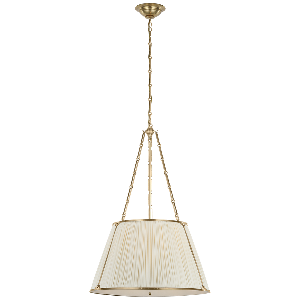 Allister 21" Hanging Shade | Hand-Rubbed Antique Brass | Silk Pleated Shade