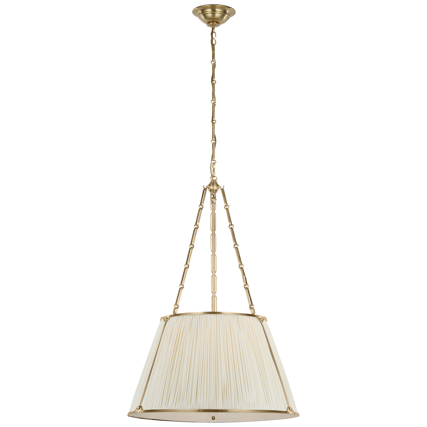 Allister 21" Hanging Shade | Hand-Rubbed Antique Brass | Silk Pleated Shade