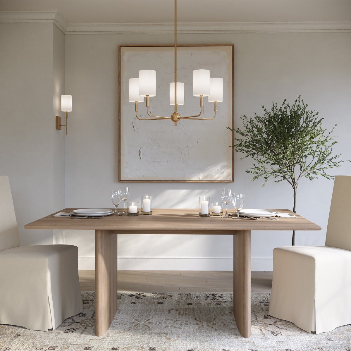 Foxdale 5-Light Chandelier | Satin Brass Bulbs Included