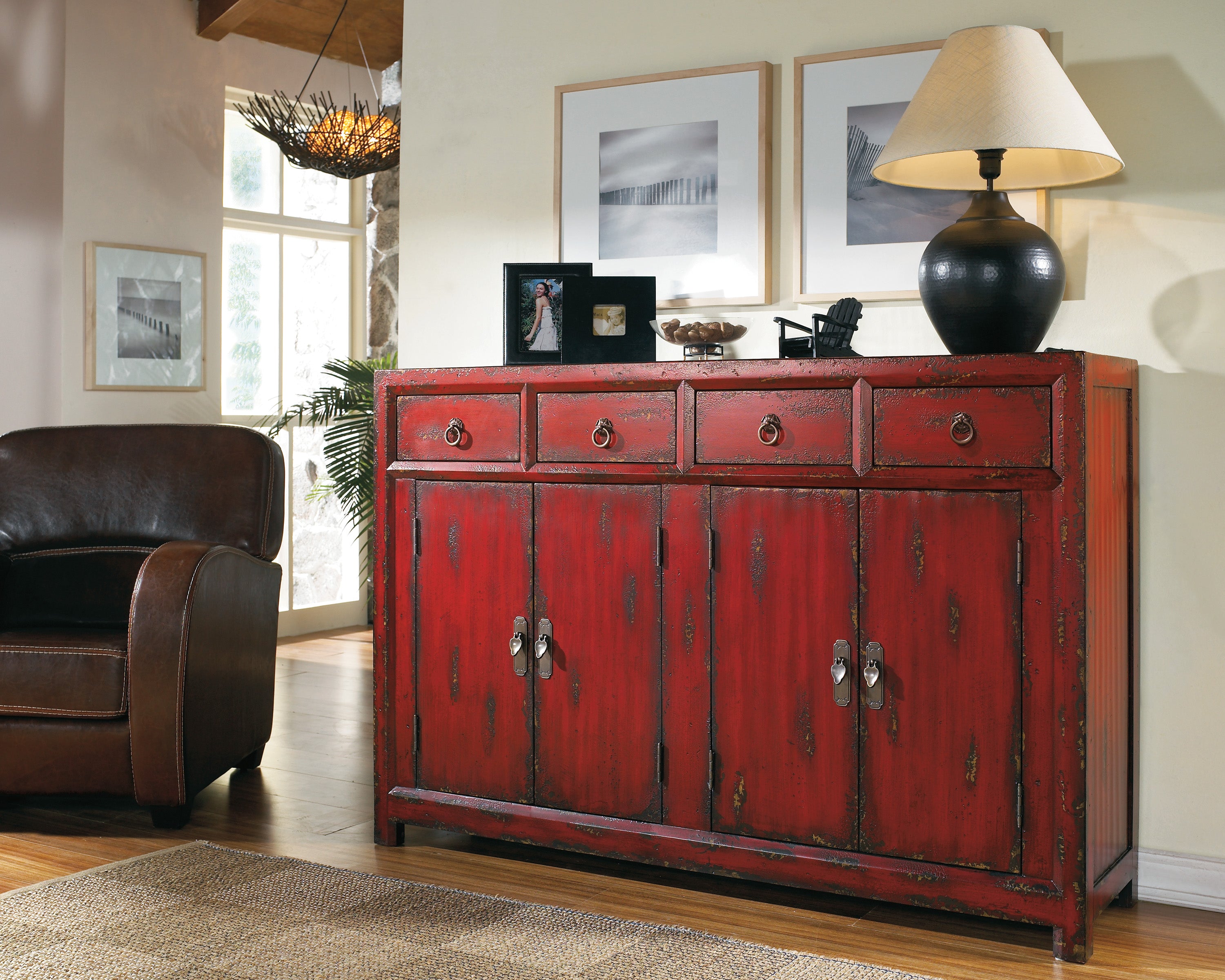 Red Asian Cabinet | 58"