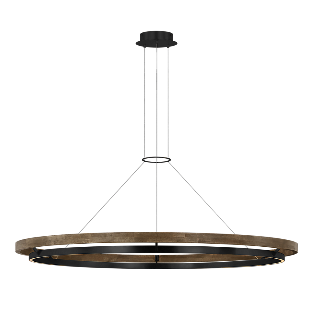 Grace 65 Chandelier Matte Black/weathered oak wood 3000K 90 CRI