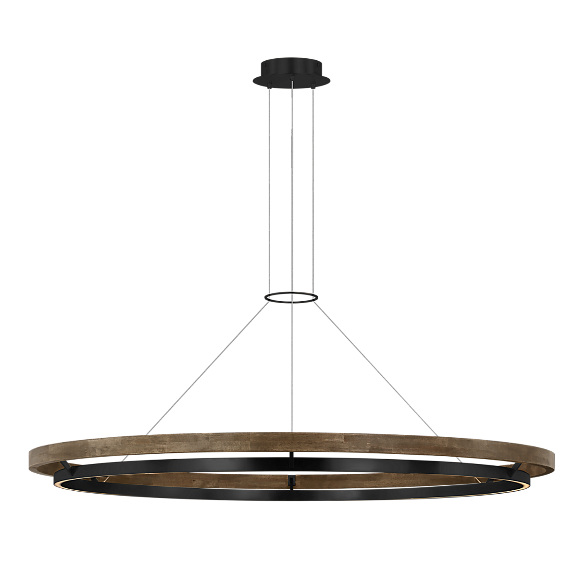 Grace 65 Chandelier Matte Black/weathered oak wood 3000K 90 CRI