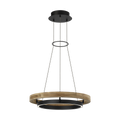 Grace 24 Outdoor Chandelier textured Black and teak wood 3000K 90 CRI