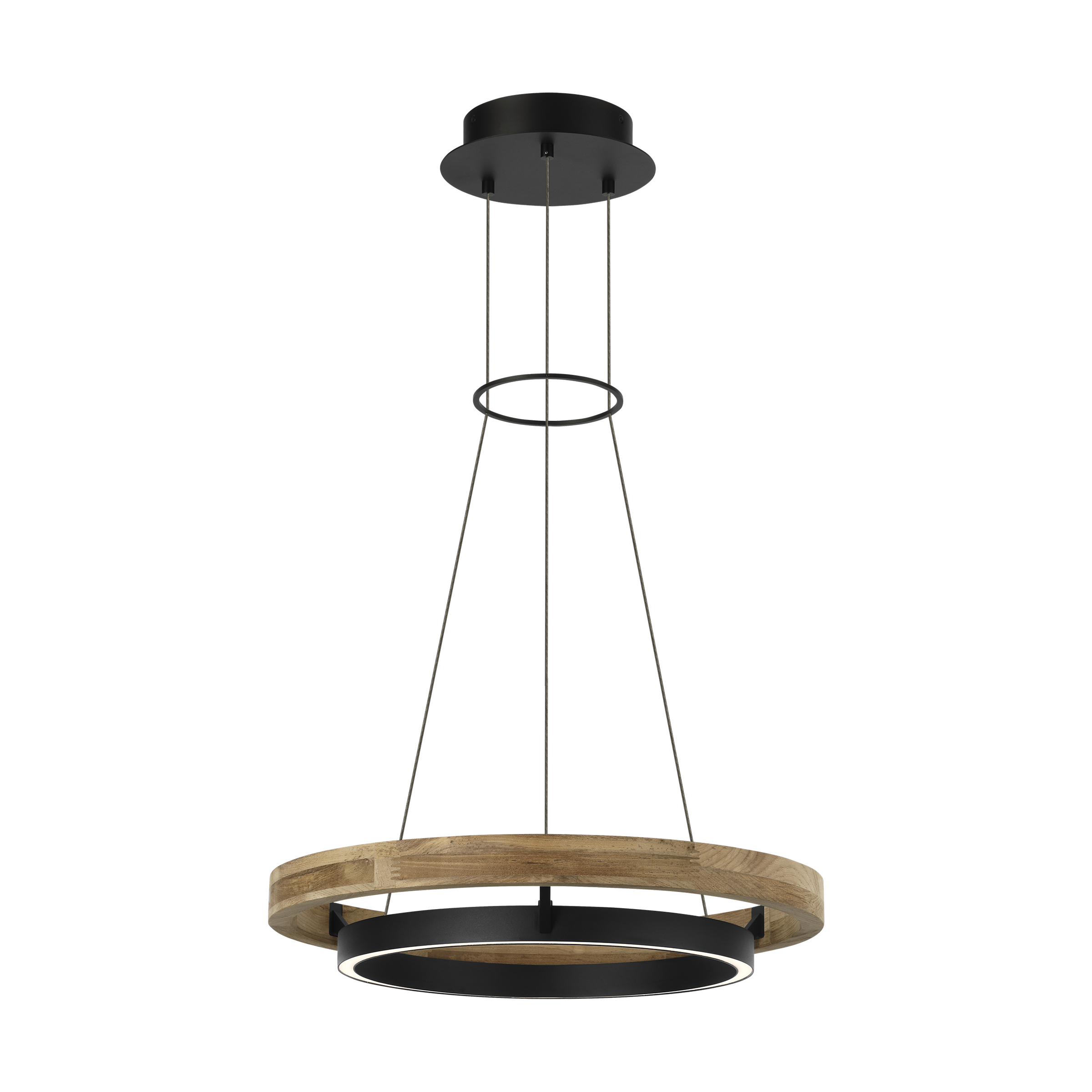 Grace 24 Outdoor Chandelier textured Black and teak wood 3000K 90 CRI
