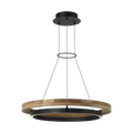 Grace 30 Outdoor Chandelier textured Black and teak wood 3000K 90 CRI