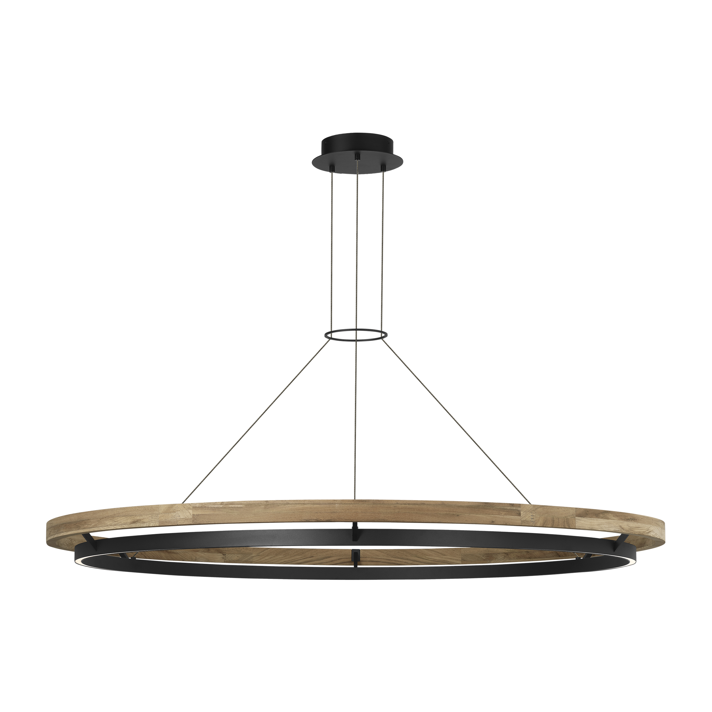 Grace 65 Outdoor Chandelier textured Black and teak wood 3000K 90 CRI