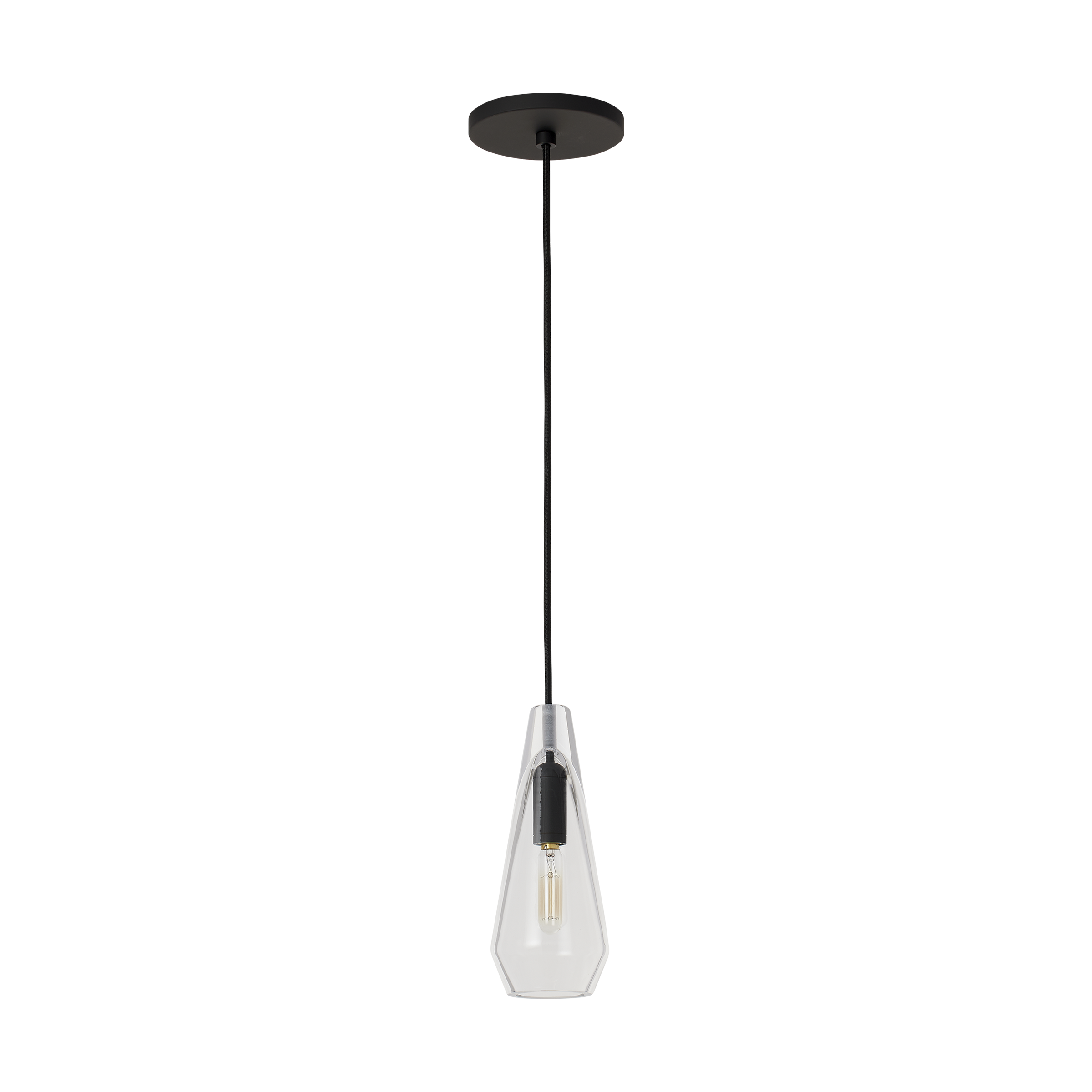 Lustra Small Accent Pendant Clear Nightshade Black LED 2700K 90 CRI lamp