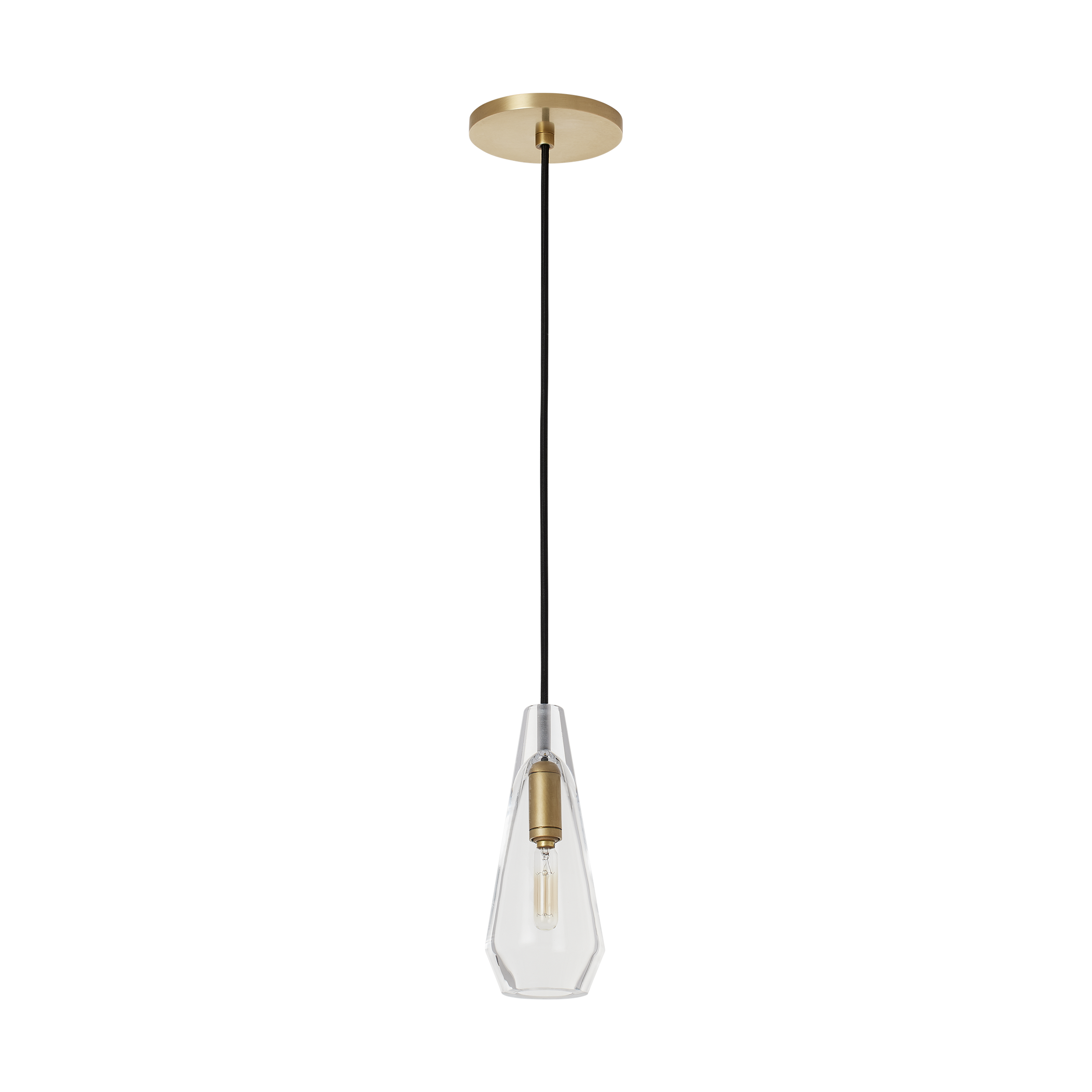 Lustra Small Accent Pendant Clear Natural Brass 2700K 90 CRI LED Lamp