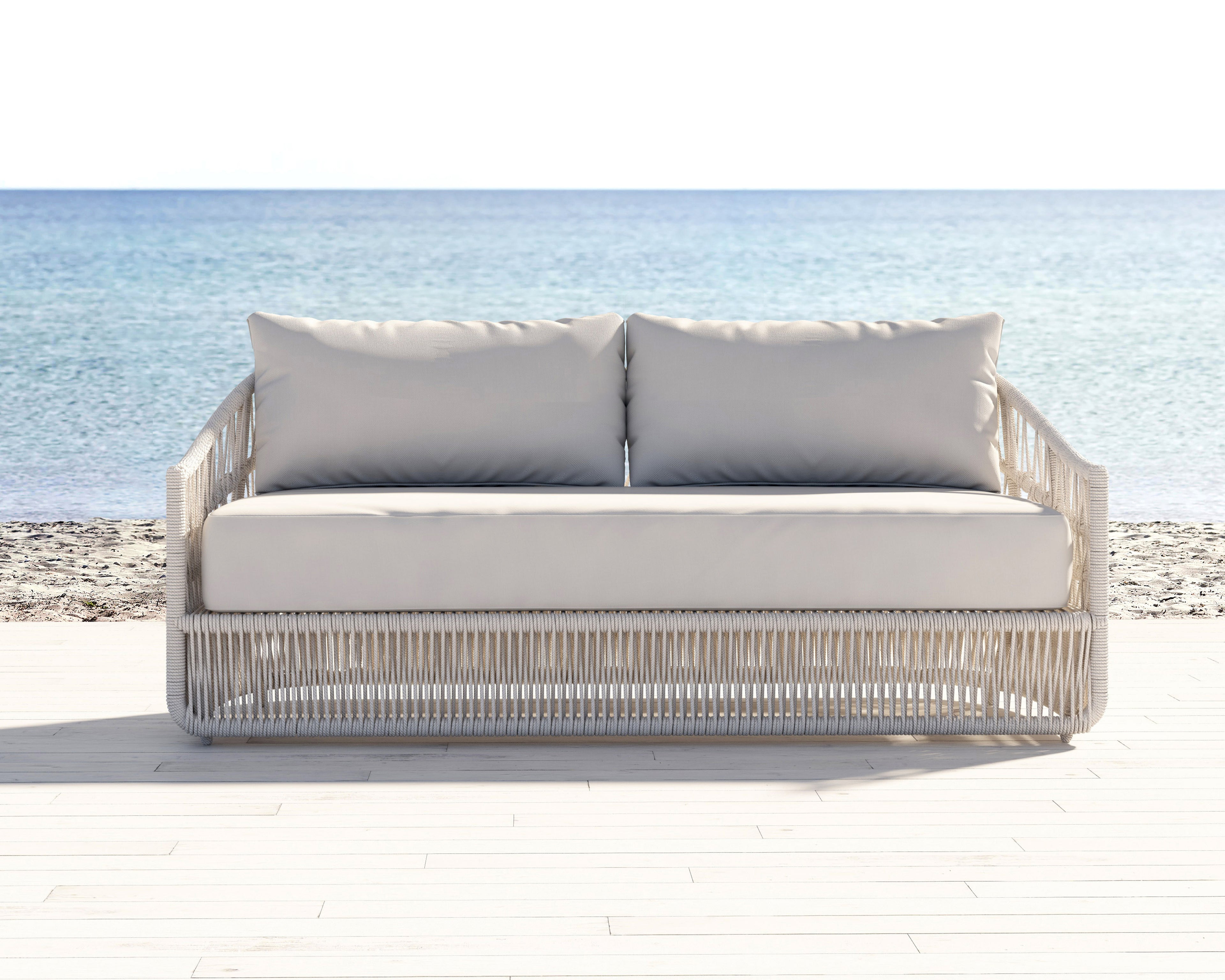 Dana Rope Sofa in Linen Canvas w/ Self Welt