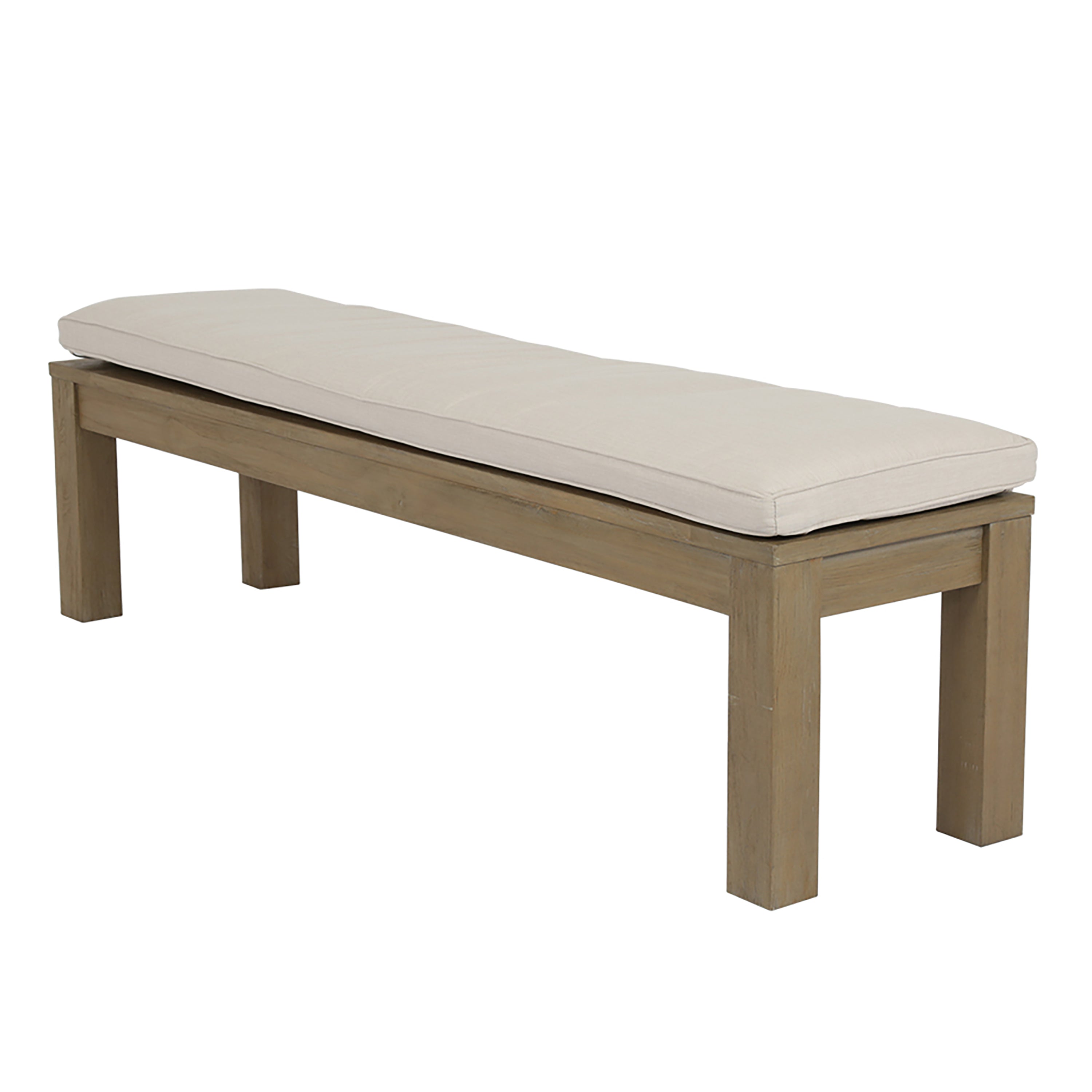 Coastal Teak Dining Bench in Canvas Canvas, No Welt
