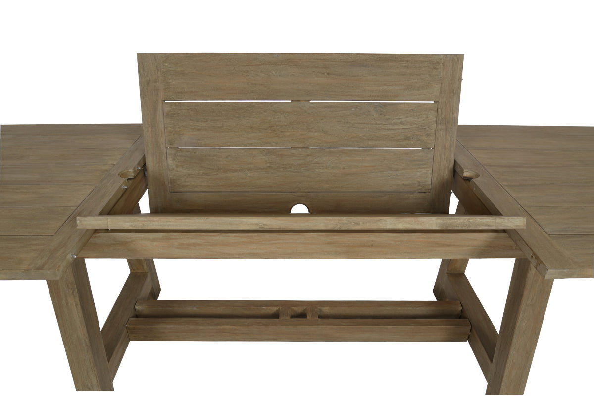 Coastal Teak Dining Table with Leaf Extension