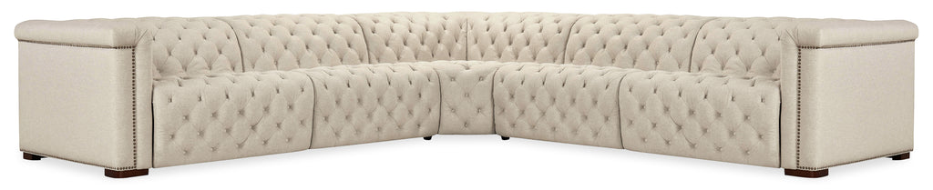 Savion Deux 5 Seat Sectional with Three Power Recliners and Six Power Headrests | Aries Beach