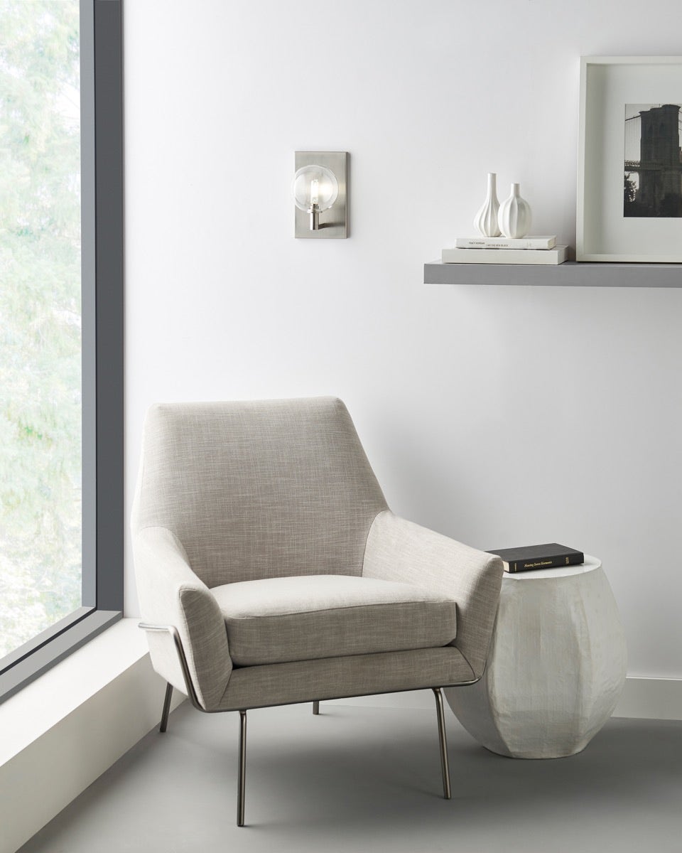 Gambit Single Wall Single Clear Satin Nickel Bulb Not Included