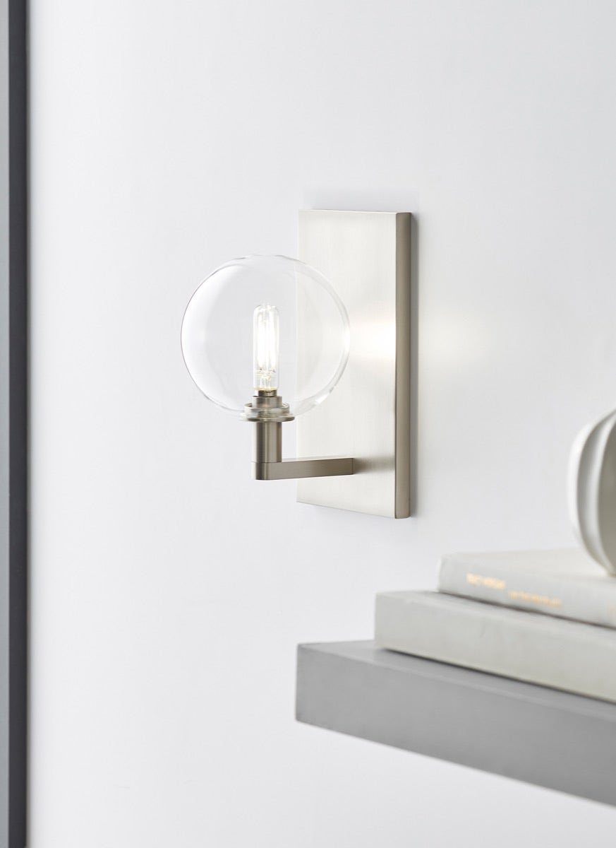 Gambit Single Wall Single Clear Satin Nickel Bulb Not Included