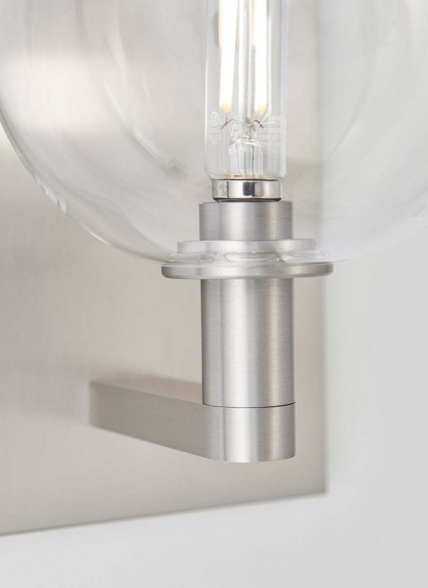 Gambit Single Wall Single Clear Satin Nickel Bulb Not Included