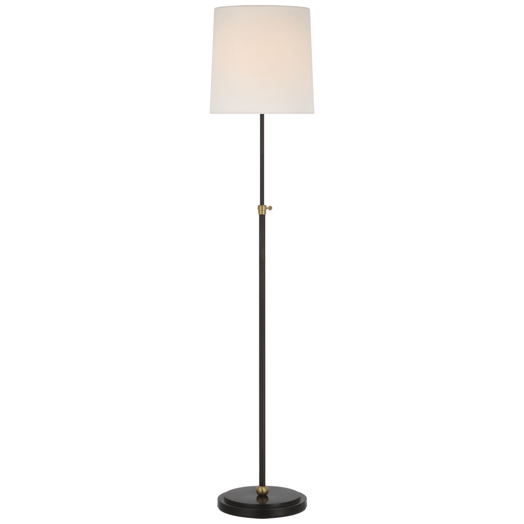 Bryant 52" Adjustable Cordless Floor Lamp | Bronze and Hand-Rubbed Antique Brass | Linen Shade