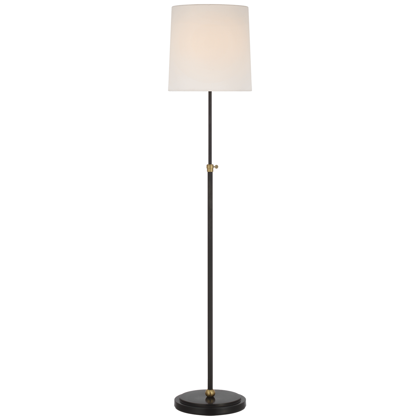Bryant 52" Adjustable Cordless Floor Lamp | Bronze and Hand-Rubbed Antique Brass | Linen Shade