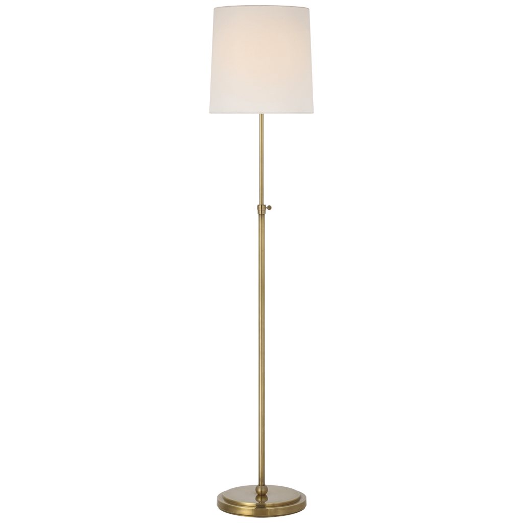 Bryant 52" Adjustable Cordless Floor Lamp | Hand-Rubbed Antique Brass | Linen Shade
