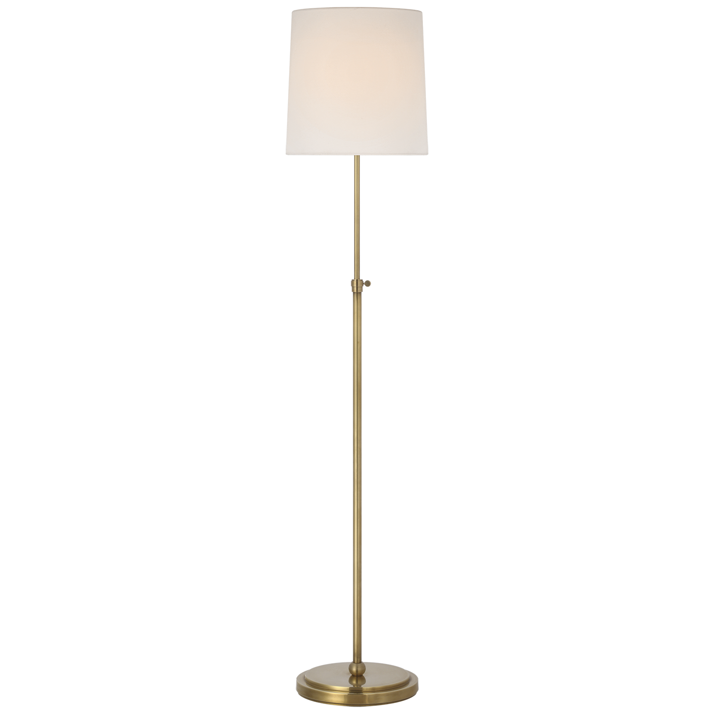 Bryant 52" Adjustable Cordless Floor Lamp | Hand-Rubbed Antique Brass | Linen Shade