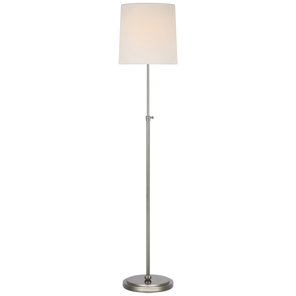 Bryant 52" Adjustable Cordless Floor Lamp | Polished Nickel | Linen Shade