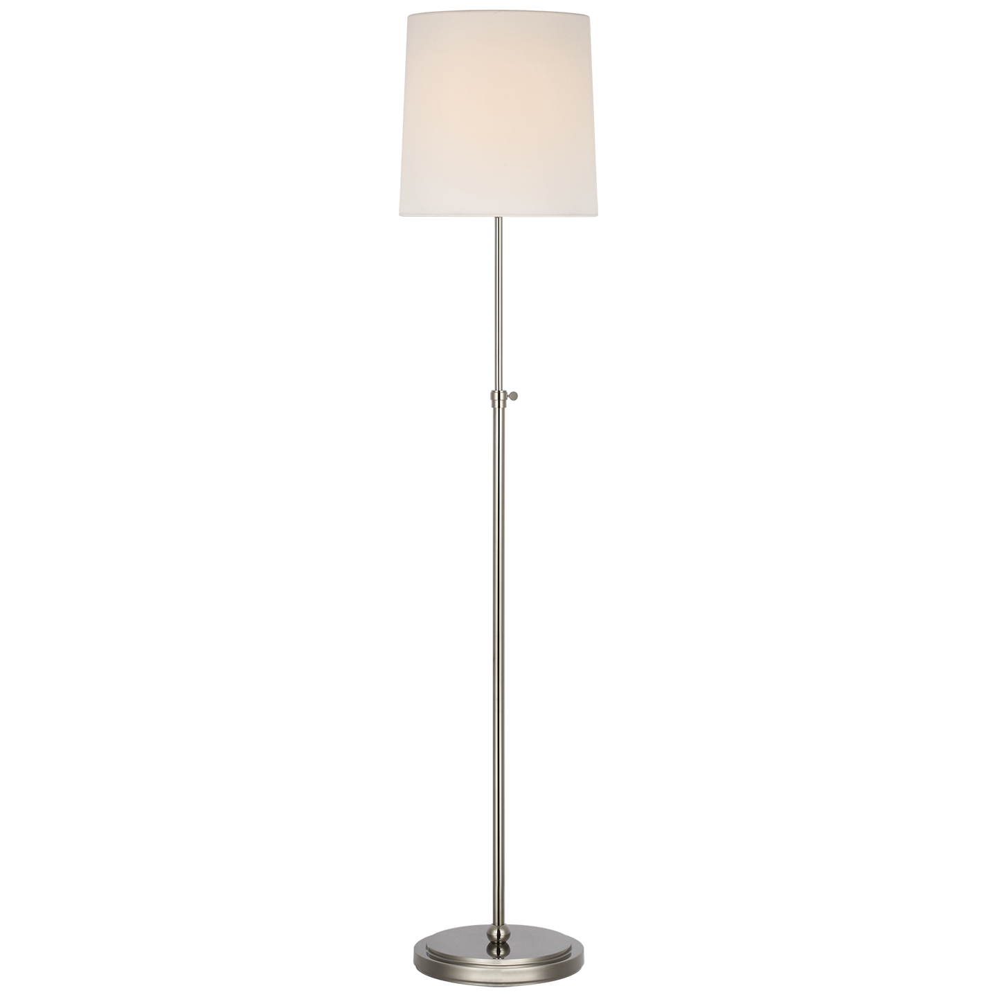Bryant 52" Adjustable Cordless Floor Lamp | Polished Nickel | Linen Shade