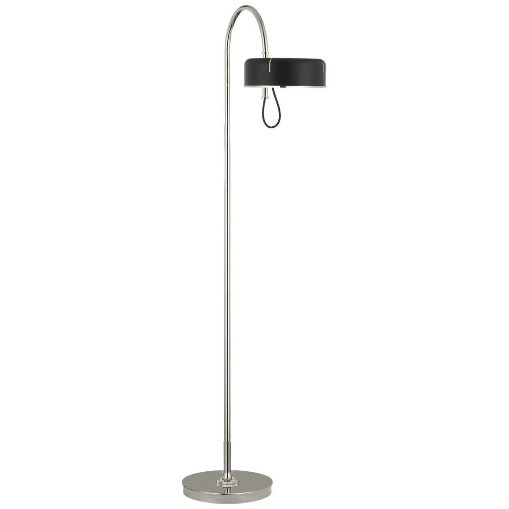 Oso 58" Articulating Reading Floor Lamp | Polished Nickel | Matte Black Shade