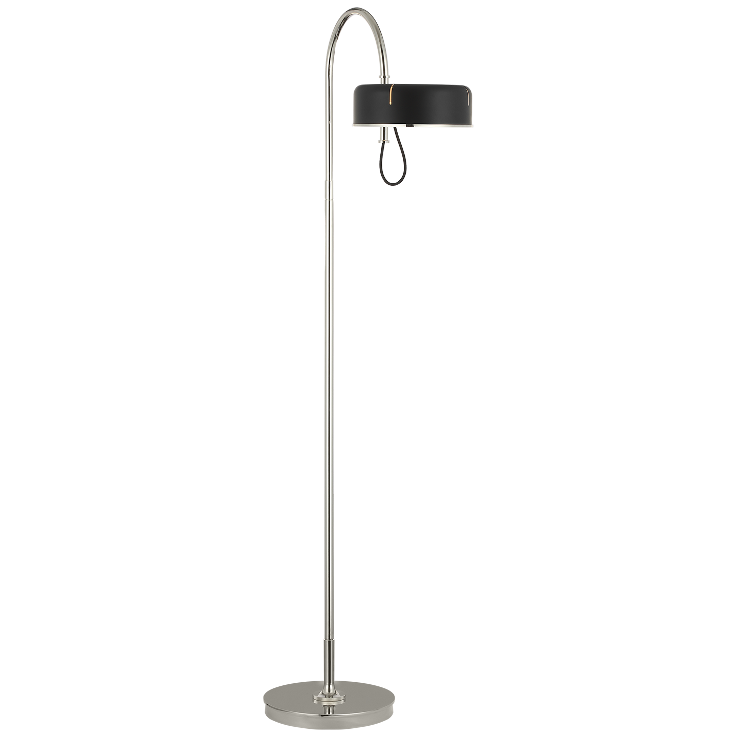 Oso 58" Articulating Reading Floor Lamp | Polished Nickel | Matte Black Shade