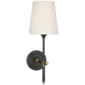 Bryant 15" Cordless Sconce | Bronze and Hand-Rubbed Antique Brass | Linen Shade