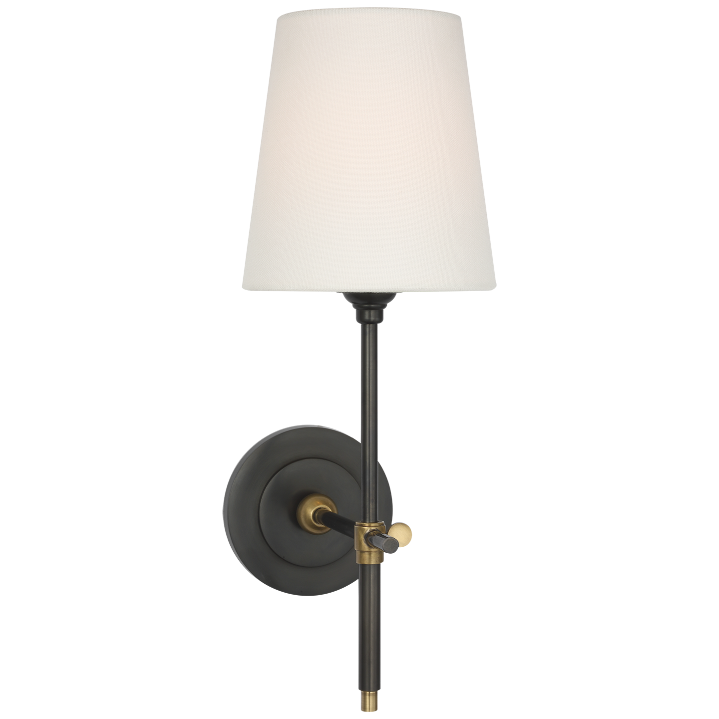 Bryant 15" Cordless Sconce | Bronze and Hand-Rubbed Antique Brass | Linen Shade