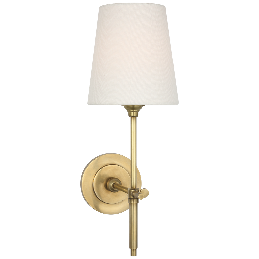 Bryant 15" Cordless Sconce | Hand-Rubbed Antique Brass | Linen Shade