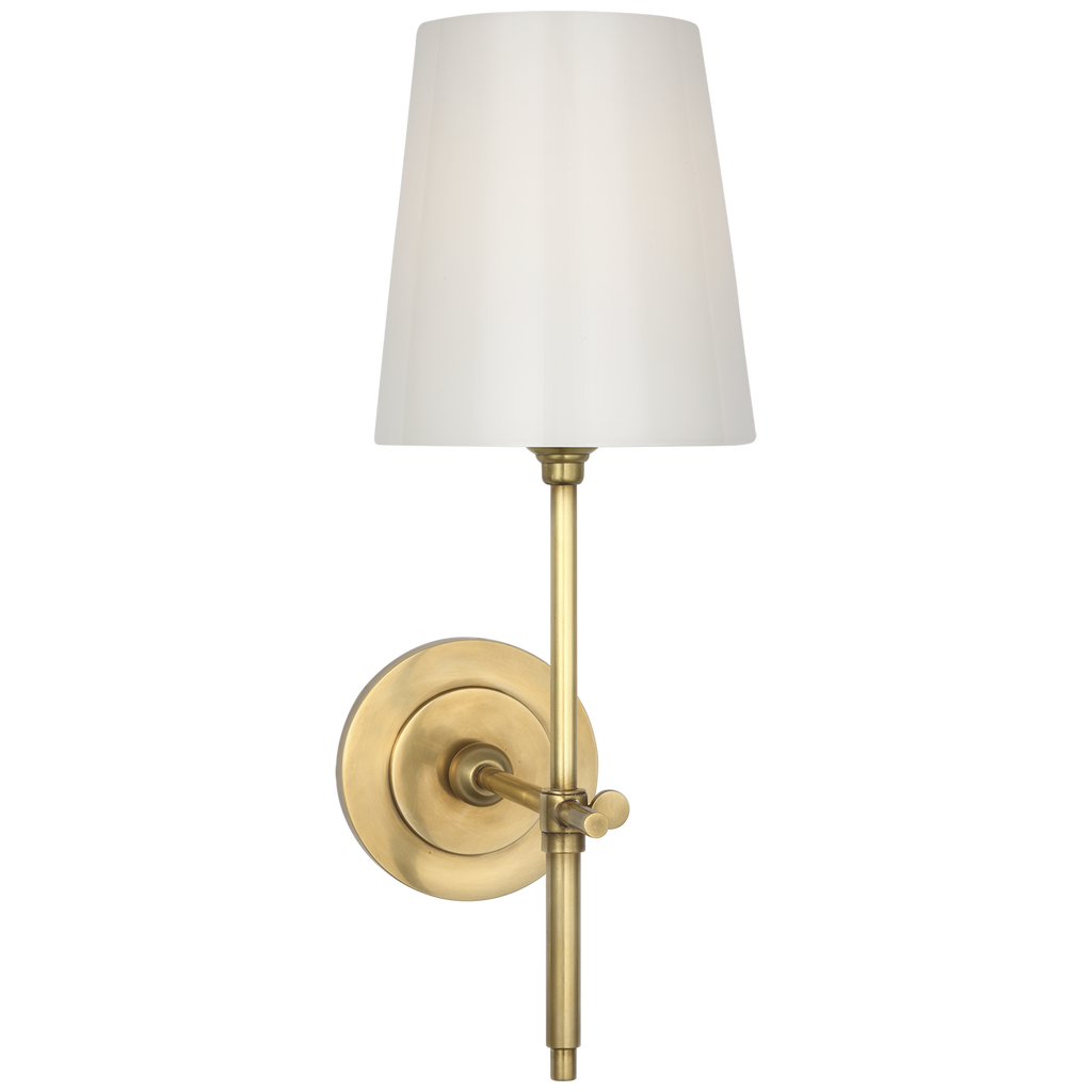 Bryant 15" Cordless Bath Sconce | Hand-Rubbed Antique Brass | White Glass