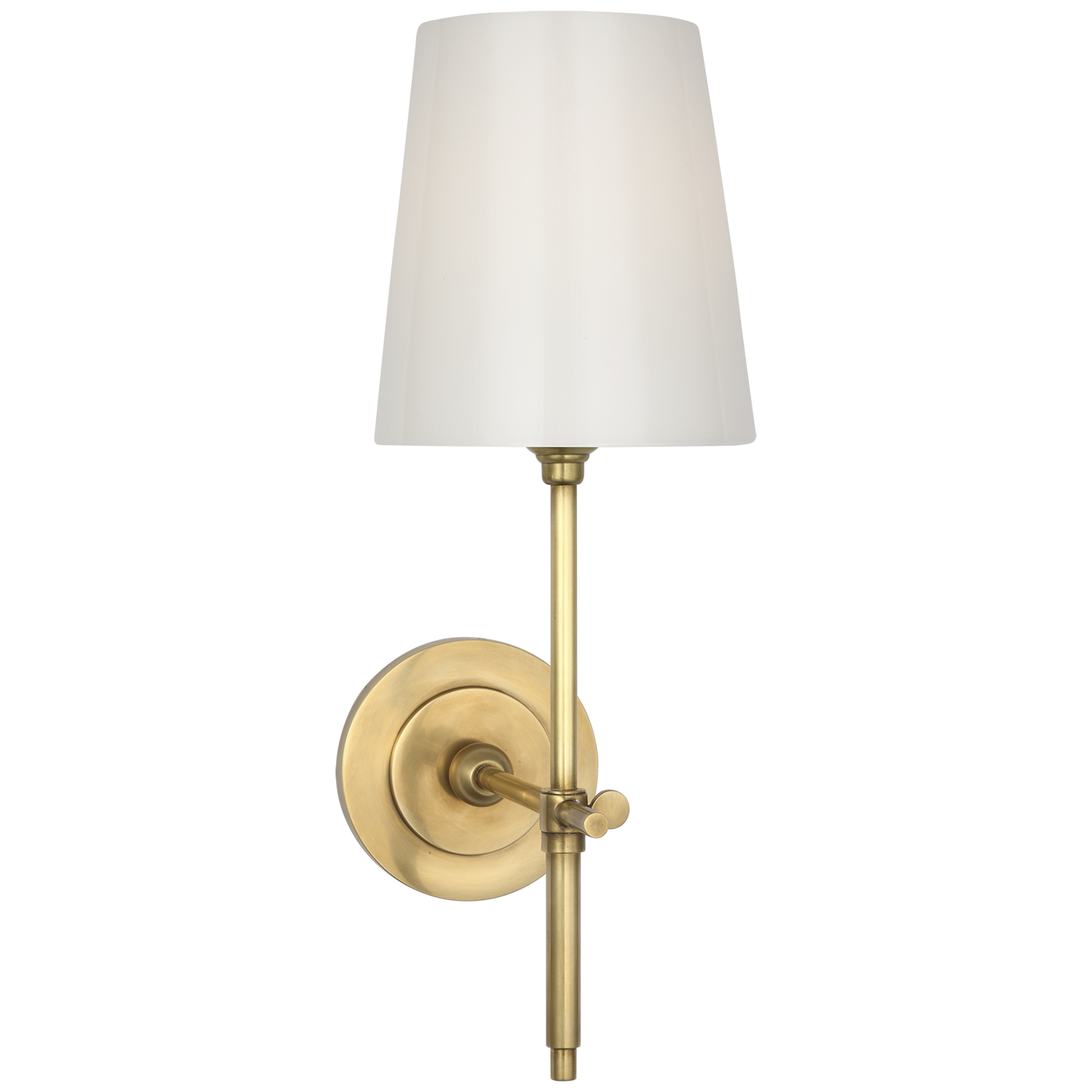 Bryant 15" Cordless Bath Sconce | Hand-Rubbed Antique Brass | White Glass