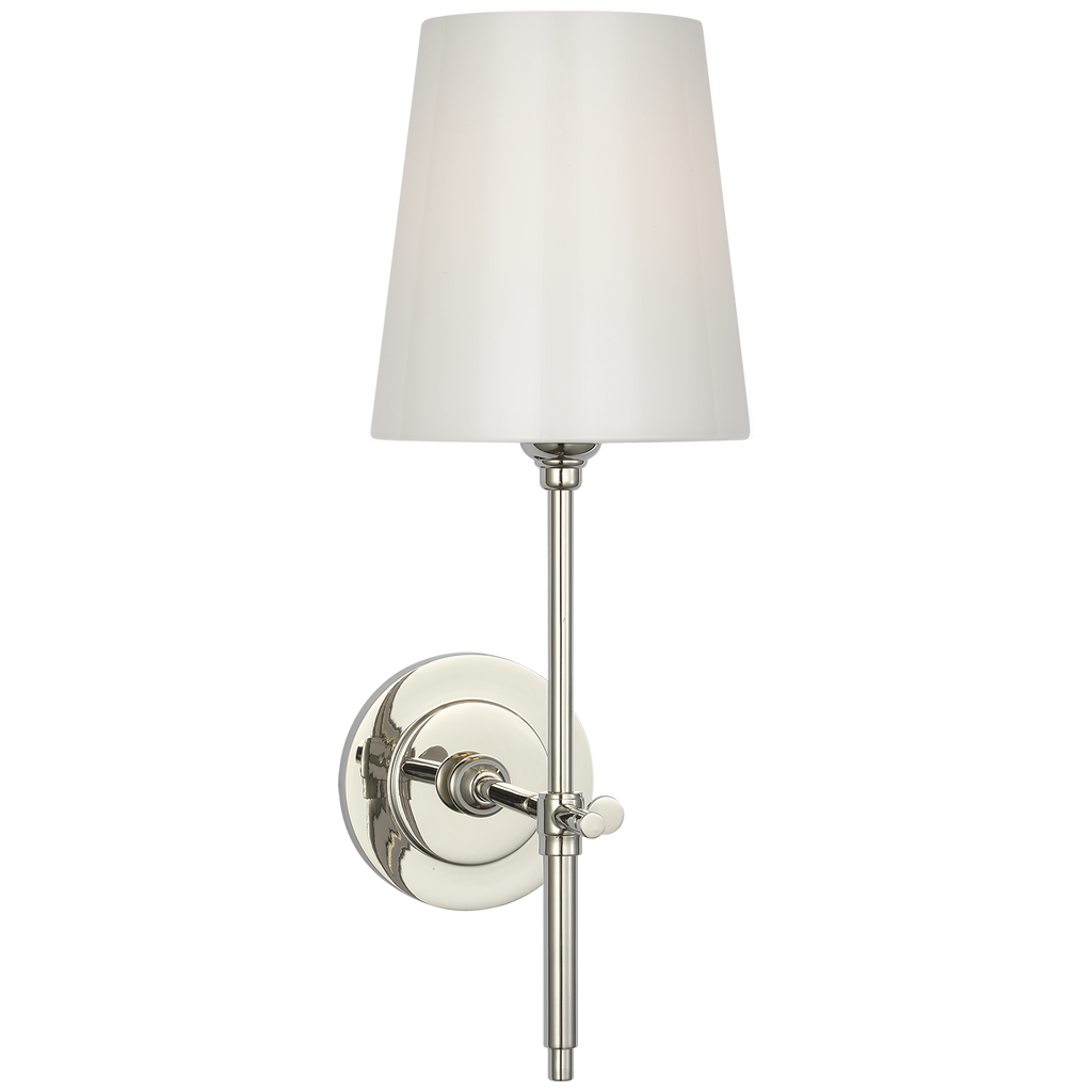Bryant 15" Cordless Bath Sconce | Polished Nickel | White Glass
