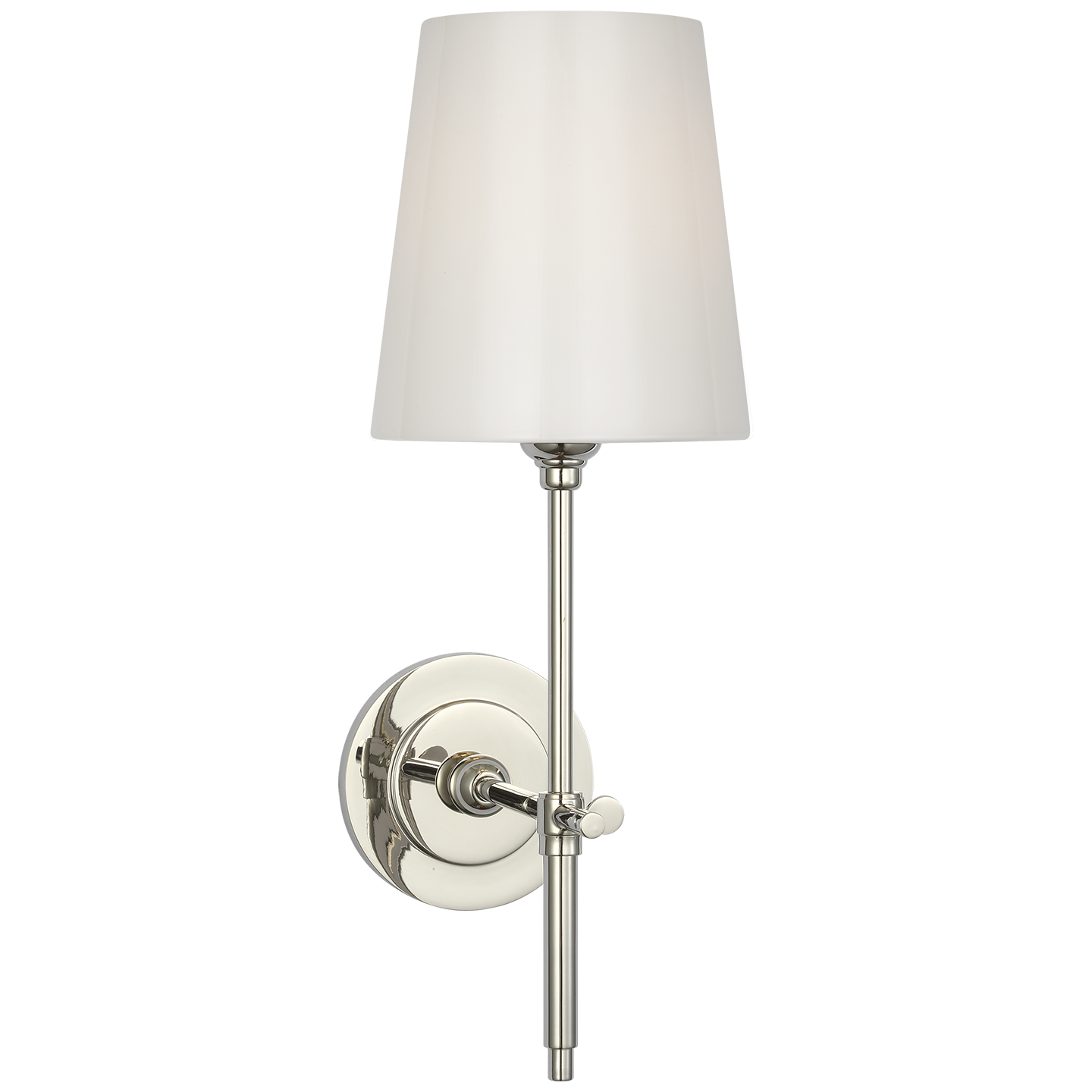 Bryant 15" Cordless Bath Sconce | Polished Nickel | White Glass