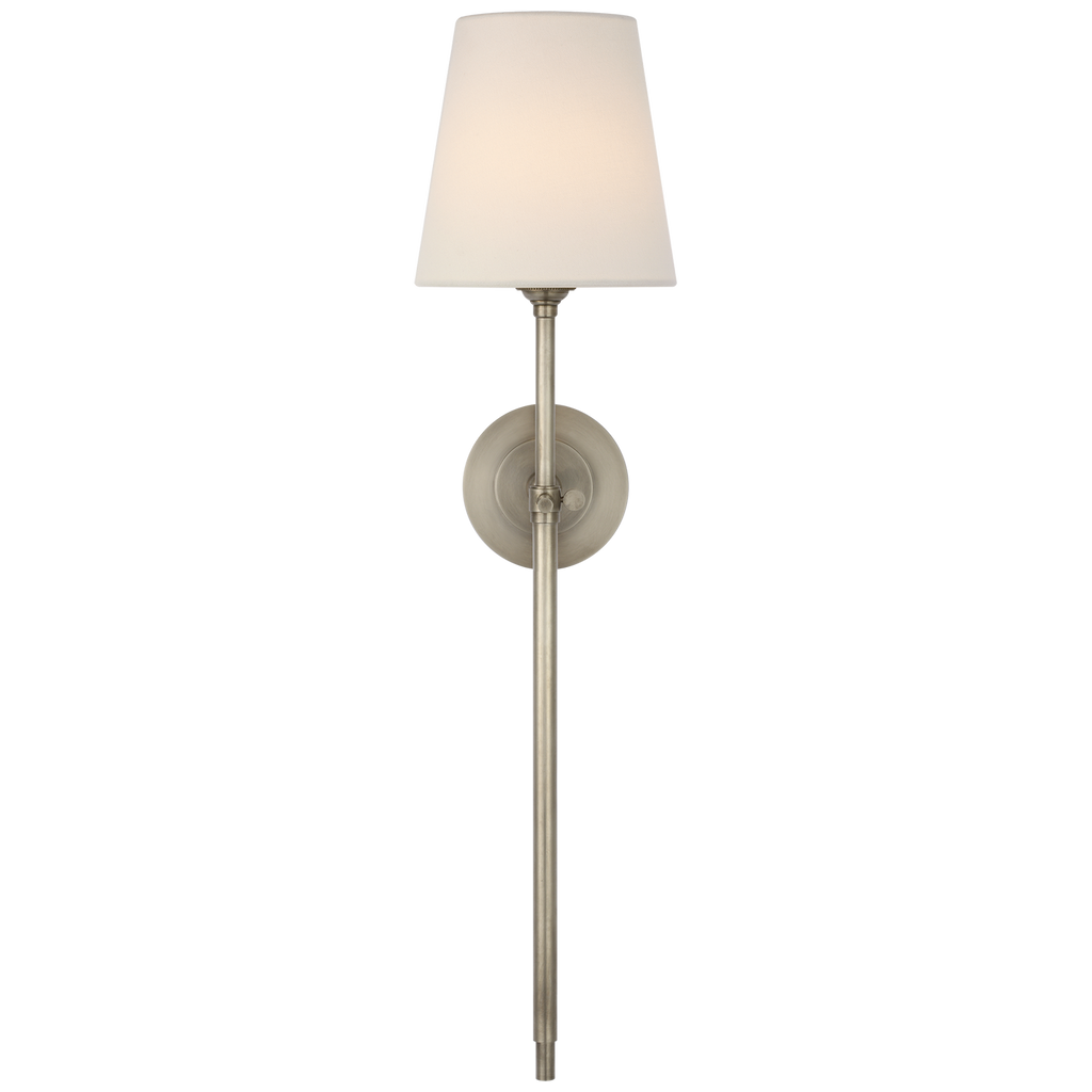 Bryant 27" Cordless Tail Sconce | Antique Nickel | Linen Shade