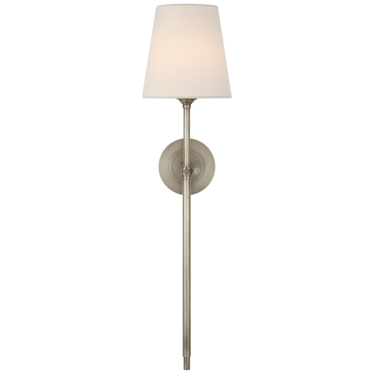 Bryant 27" Cordless Tail Sconce | Antique Nickel | Linen Shade