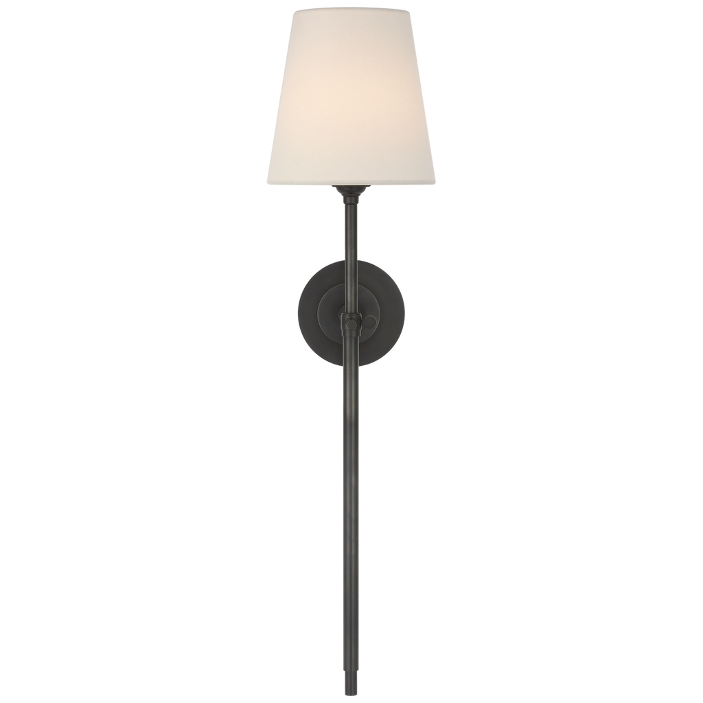 Bryant 27" Cordless Tail Sconce | Bronze | Linen Shade