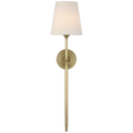 Bryant 27" Cordless Tail Sconce | Hand-Rubbed Antique Brass | Linen Shade