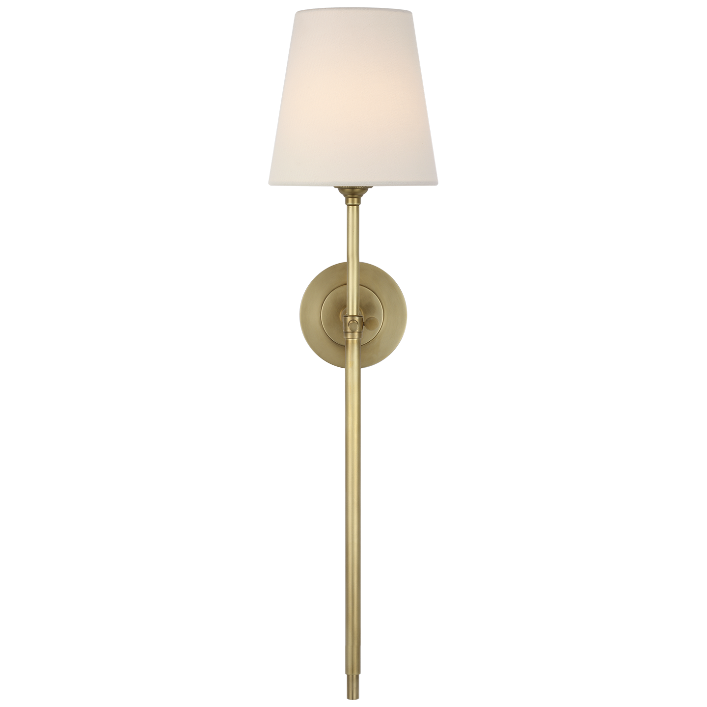 Bryant 27" Cordless Tail Sconce | Hand-Rubbed Antique Brass | Linen Shade