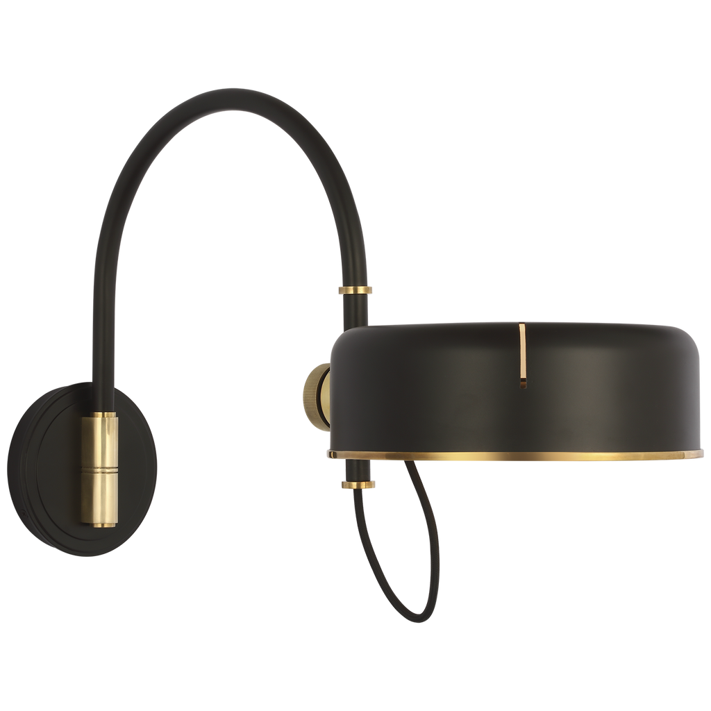 Oso 13" Articulating Arc Wall Light | Modern Iron and Hand-Rubbed Antique Brass | Modern Iron Shade